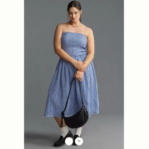 Anthropologie X Maeve Strapless Smocked Midi Dress- size L
